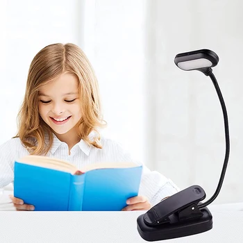 New Model Adjustable Gooseneck LED Book Light Clip-on 5 LEDs AAA Battery Powered Flexible Night Reading Desk Lamp Notebook Light