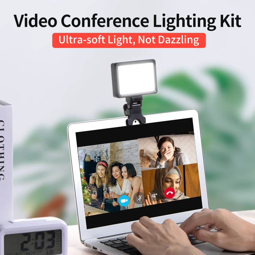 KingMa Soft and Lightweight Conference LED Video Light with Clip Kit for Live Streaming Video Conference Online Study