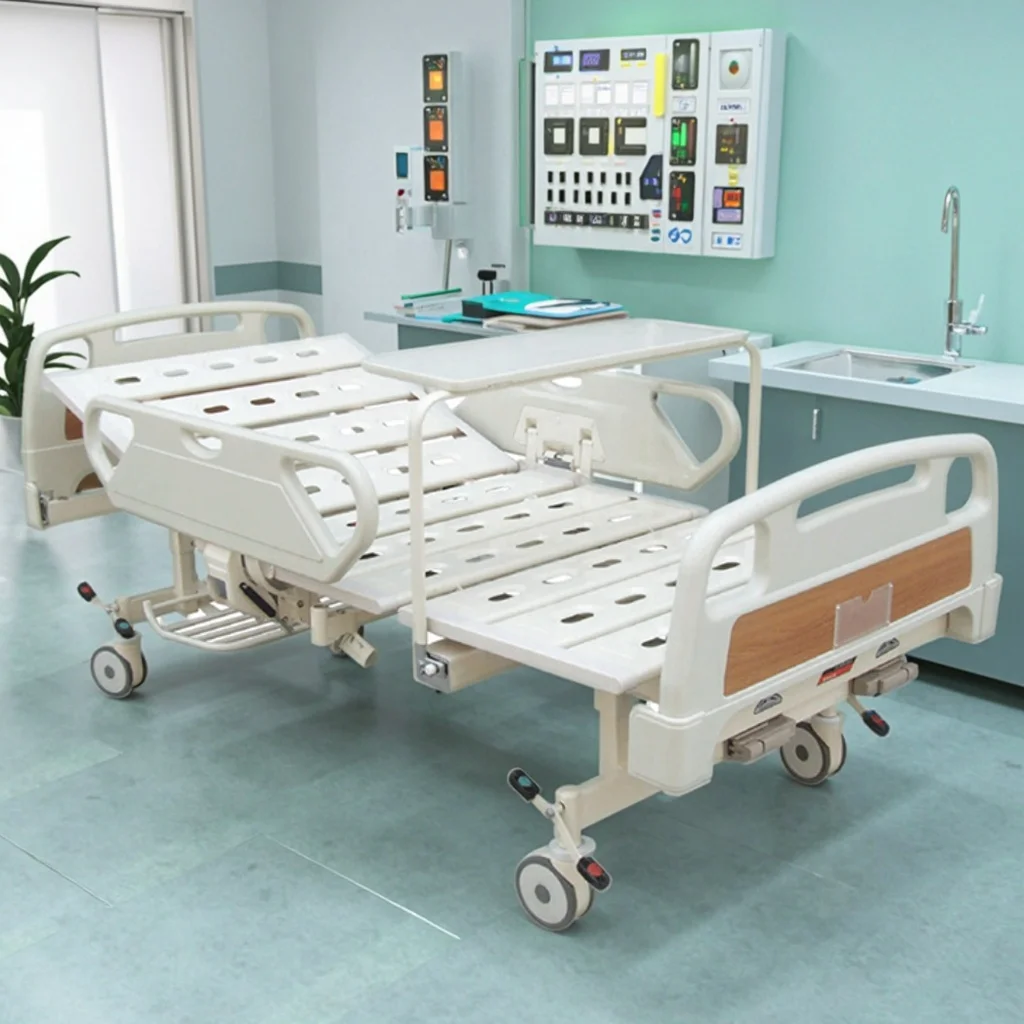 Manual Crank Modern Hospital Bed PP Headboard Adjustable Backrest Infusion Foldable Multi-Function Medical Patient Gym School 5