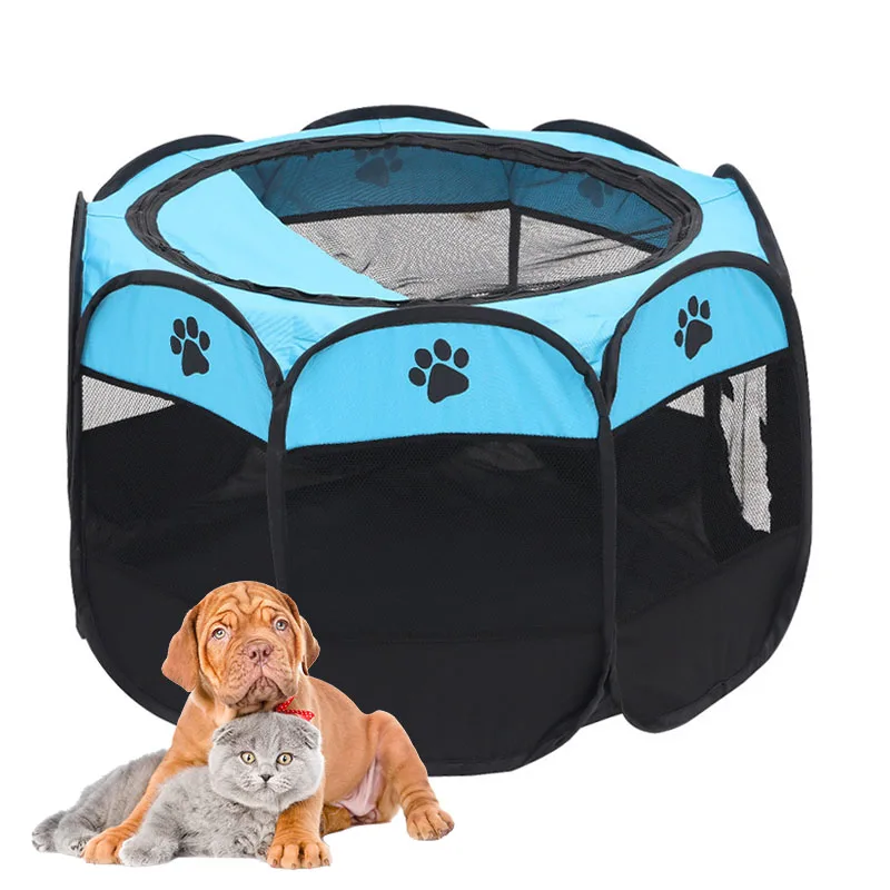 Multifunctional camping summer breathable travel portable outdoor durable foldable cat cage dog steel wires pet tent house