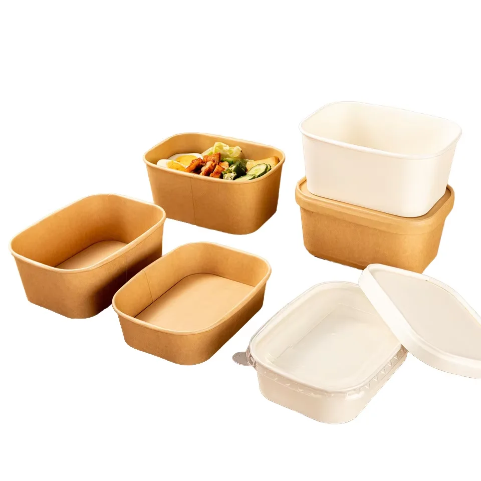 Custom Disposable Biodegradable Kraft Paper Fast Food Containers Salad ...
