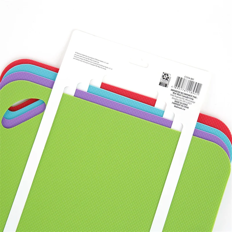 Sustainable Square Plastic Cutting Board Set Thin Single Piece Packaging with Tool Bag for Convenient Chopping Blocks