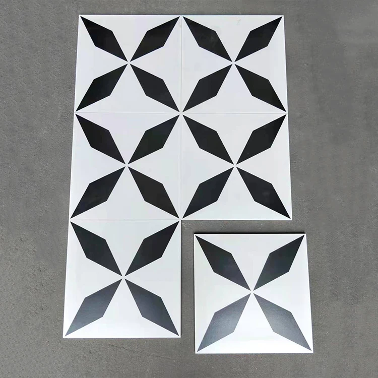 Black and White Flower Pattern 300*300 Porcelain Floor Tile for Indoor and Outdoor