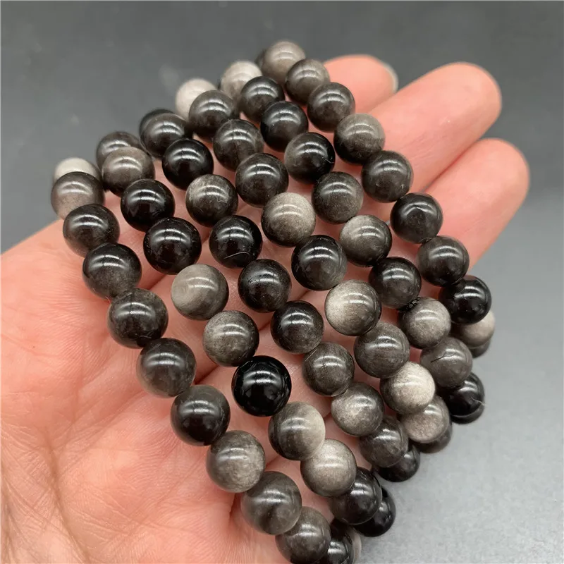 Resizable natural gemstones Crystal bracelets obsidian silver sheet bracelets crystal healing natural stone gifts