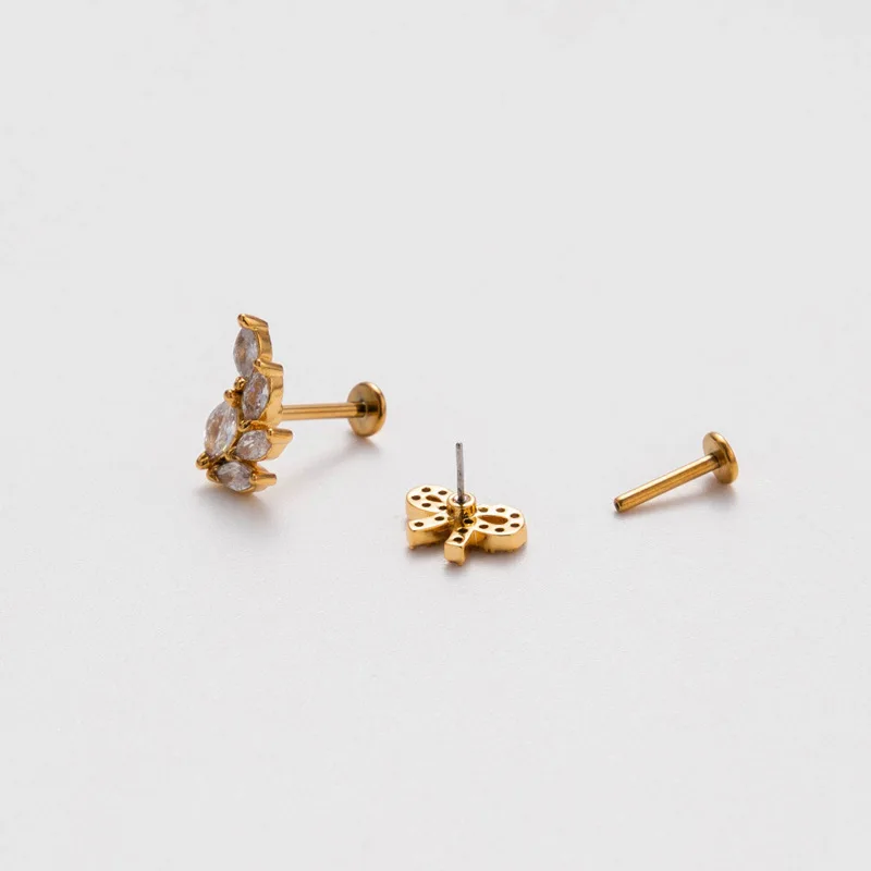 Gaby Astm F136 G23 Titanium Push Pin 18g Threadless Gold Titanium ...