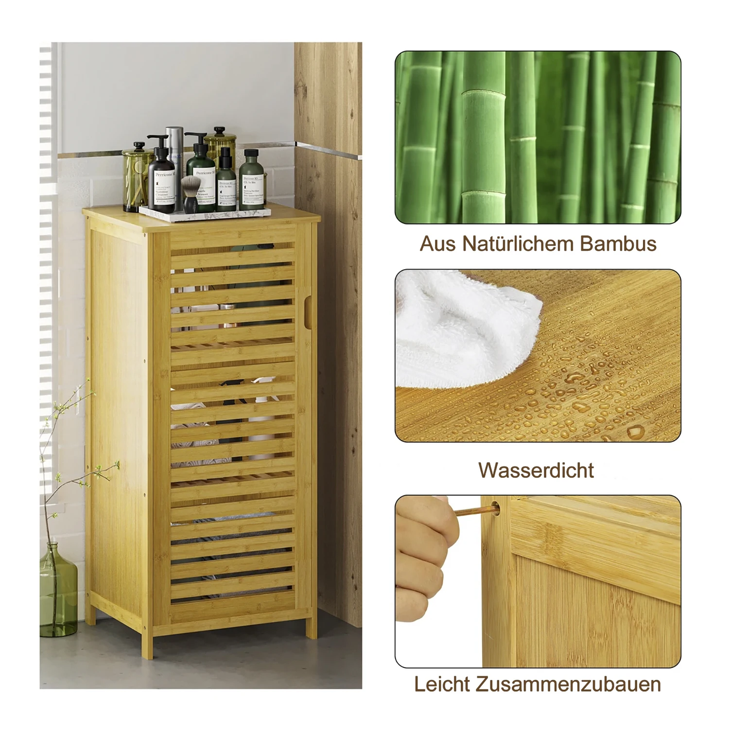 Wholesale Modern 3-Tier Natural Bamboo Storage Cabinet Glass Doors Versatile Home Furniture for Living Room Bedroom Home Office