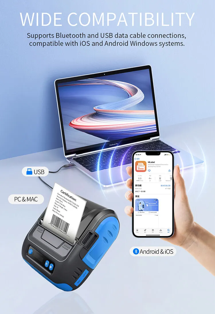 MHT-P29L 80mm Thermal Printer with Free SDK Mobile Mini Bluetooth Mobile  80mm Portable Thermal Printer