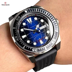 Custom LOGO Luxury Japanese NH35 Movement Stainless Steel Waterproof Blue Earth Dial Automatic Men's Watch ODM/OEM Watches