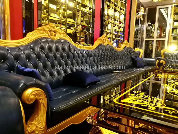 Luxury Solid Wood Carved Led Club Furniture U L Shape Hotel Lounge