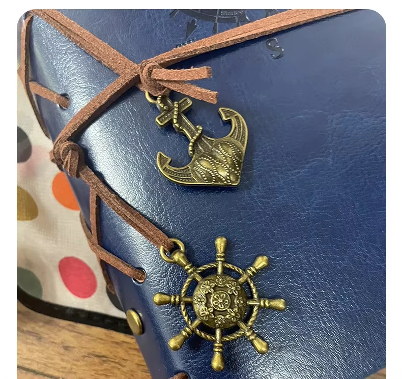 A6 vintage leather cover journals handmade travel kraft paper blank notebook