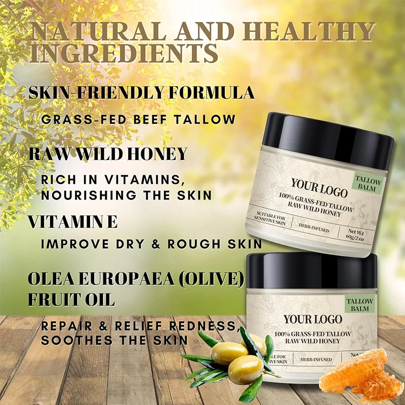 Hot Selling Whipped Beef Tallow Wild Honey Face Cream Skin Hydrating Nourishing Face Moisturizer Tallow Balm(pic2)