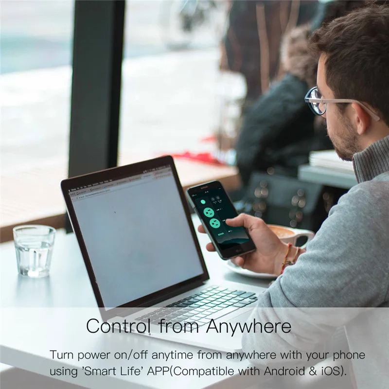 Умная розетка с USB, Wi-Fi, 2 розетки, 15 А, дистанционное управление