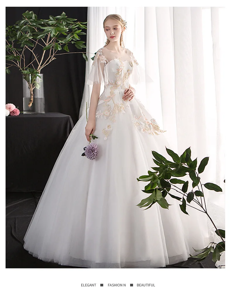 plus size champagne color wedding dress