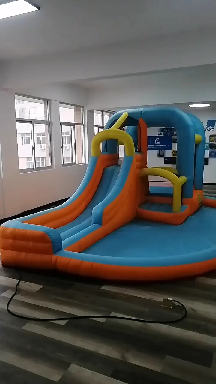 Yard Inflatable Water Slide Park With Splash Pool Climb The Wall,Kids