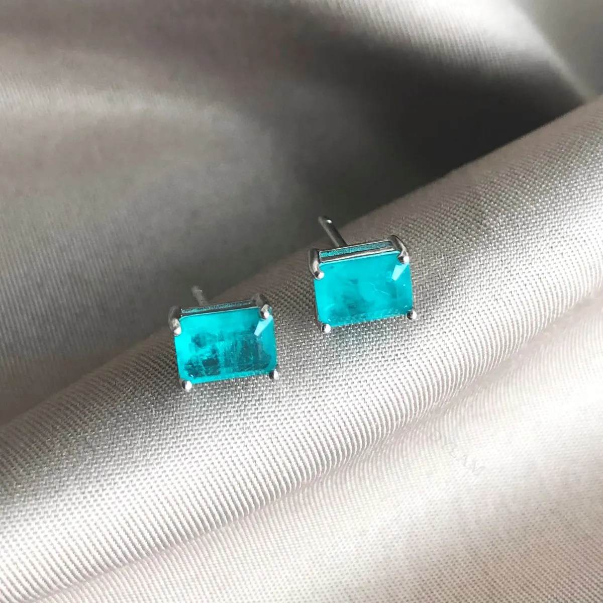 KAKODIY Classic Design Boutique Jewelry Rhodium Plated 925 Sterling Silver Rectangular Emerald Cut 5A Cubic Zirconia Stud Earrings Women detail 1