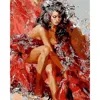Dame en robe rouge