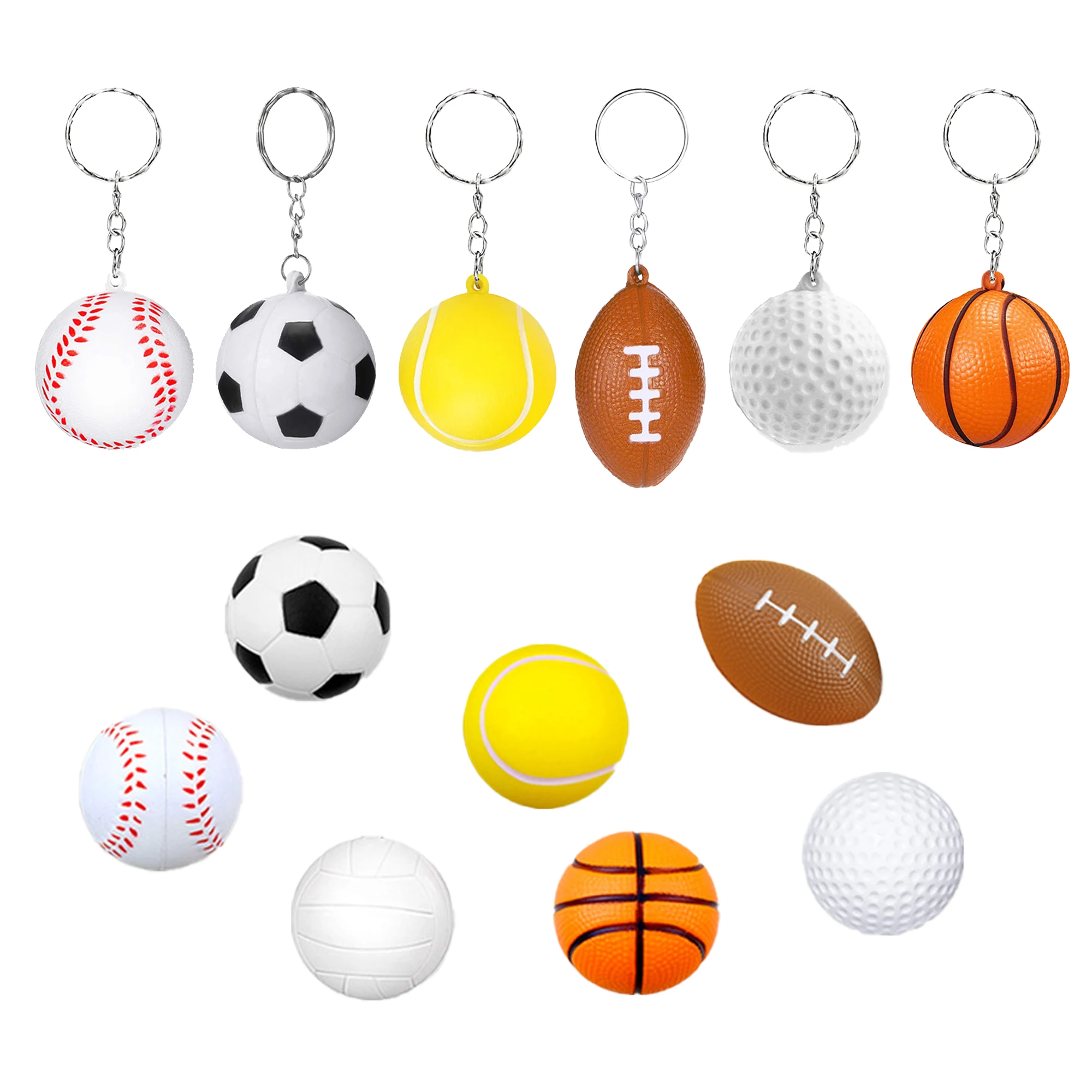 Basketball football tennis rugby golf keychains