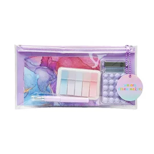 Exquisite Macaron Color Portable Student Stationery Set Back-to-School Children's Day Gift Wholesale Pencil Cases Study Supplies