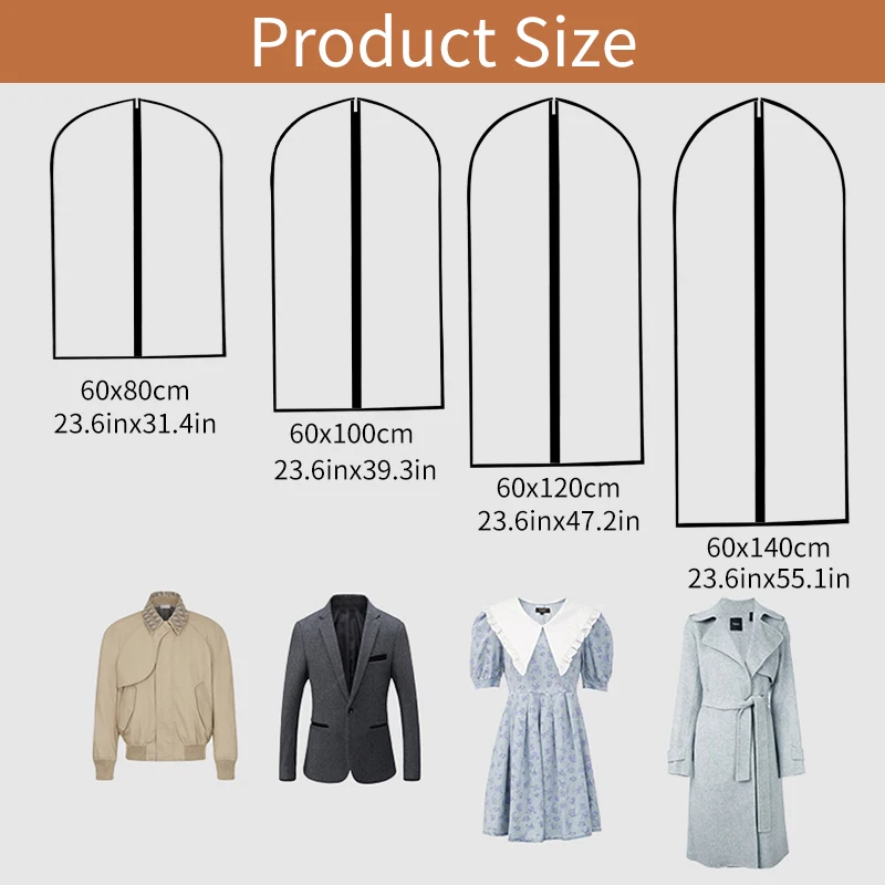 Hot Selling Garment Bag Clothes Dust Cover Dress Wedding Organizer Hanging  Closet Storage Bag clear Suit Bag