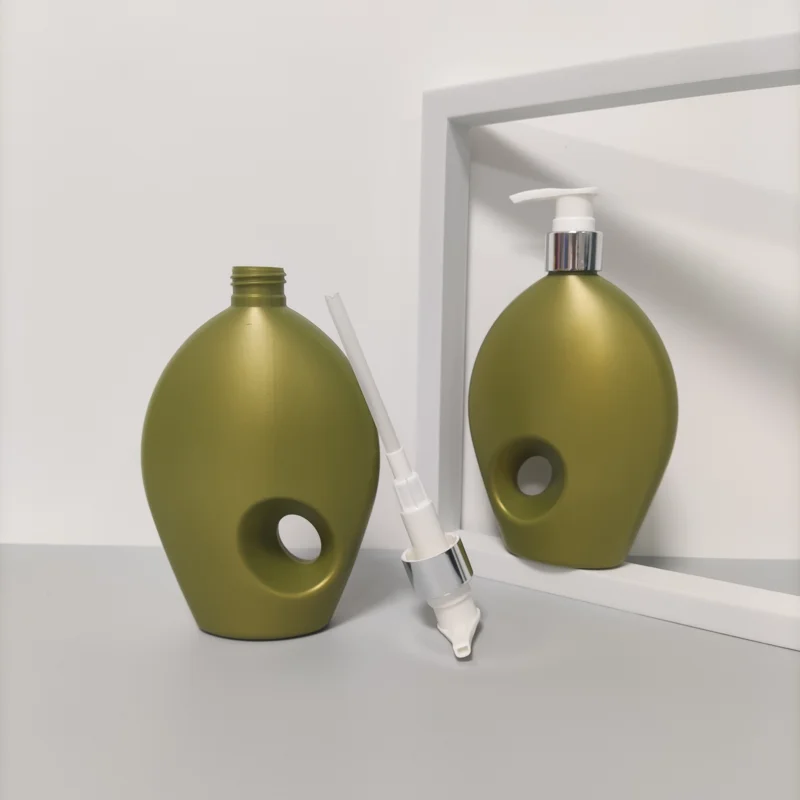 Customized 300ml Shower Gel HDPE Bottle With Handle for Shampoo Flat Plastic Empty Lotion Pump Bottles