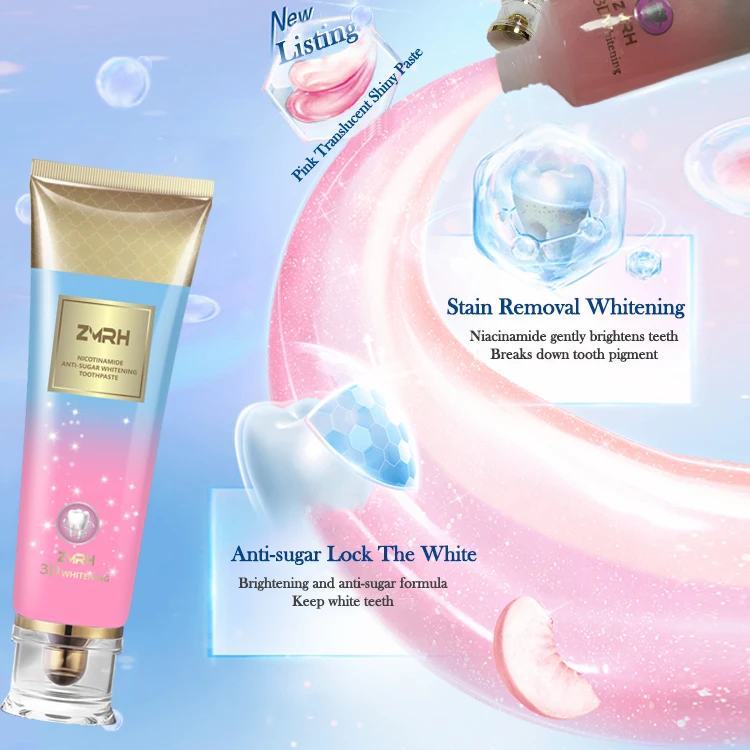 Translucent Glitter Toothpaste Pink Teeth Whitening Toothpaste
