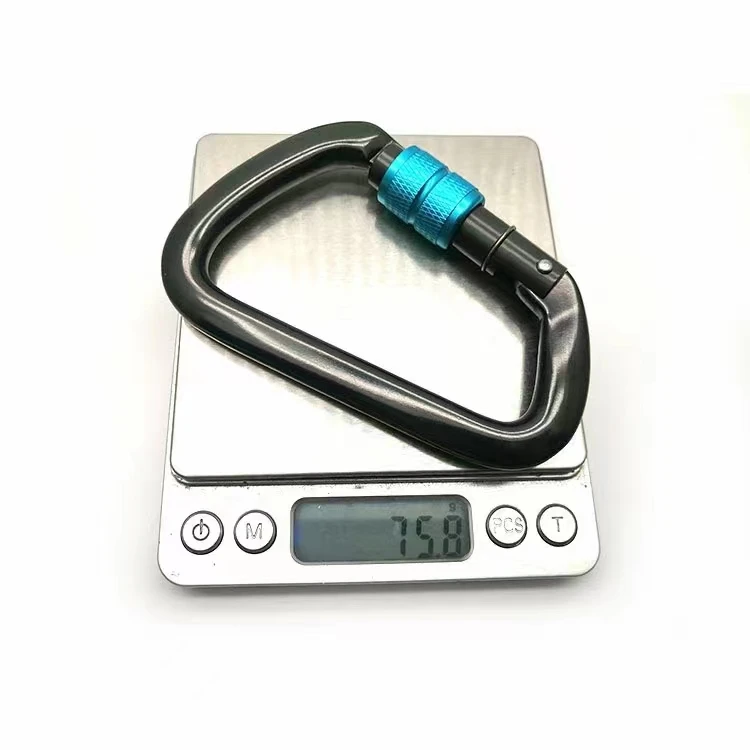 Safety Aluminum Hook Clip Ultra-Light Locking Aluminum D-shape Carabiner Strong mosquetones de escalada de 25kn Safety EN CE