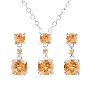 2026 Women's Fashion Gold-Plated Stainless Steel Jewelry Sets Rotating Zircon Necklace Earrings for Wedding Engagement Perfect