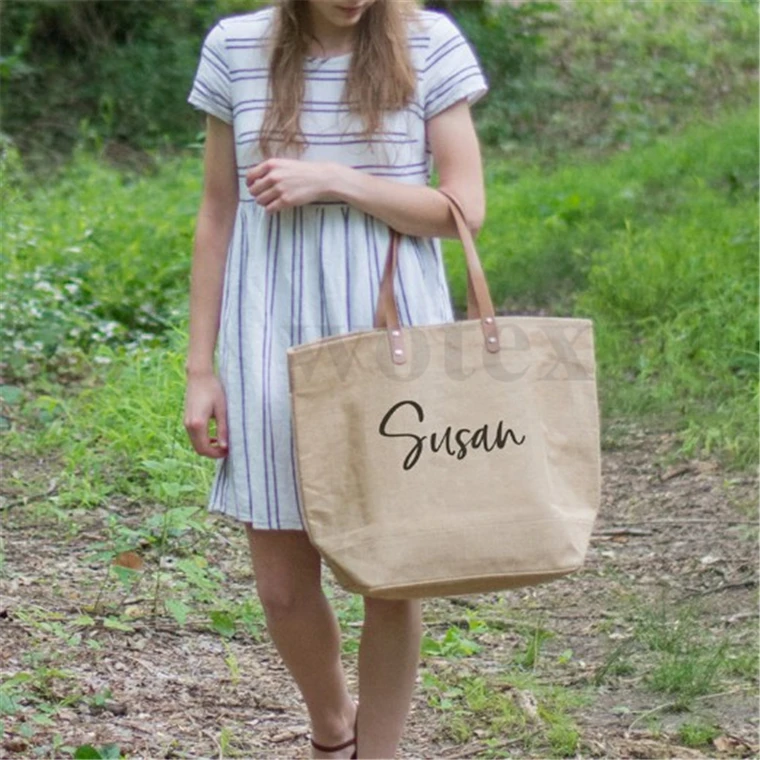 Print Jute Shopper Bag, Beach bags