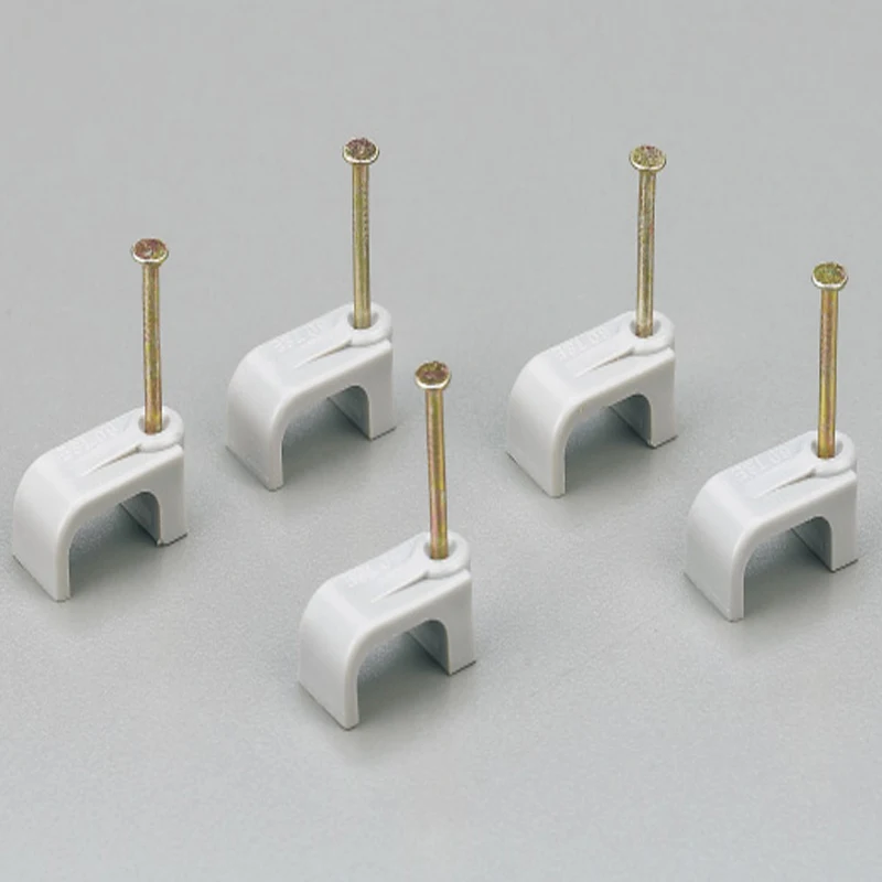 White Plastic Electric Circle Cable Clip with Nails