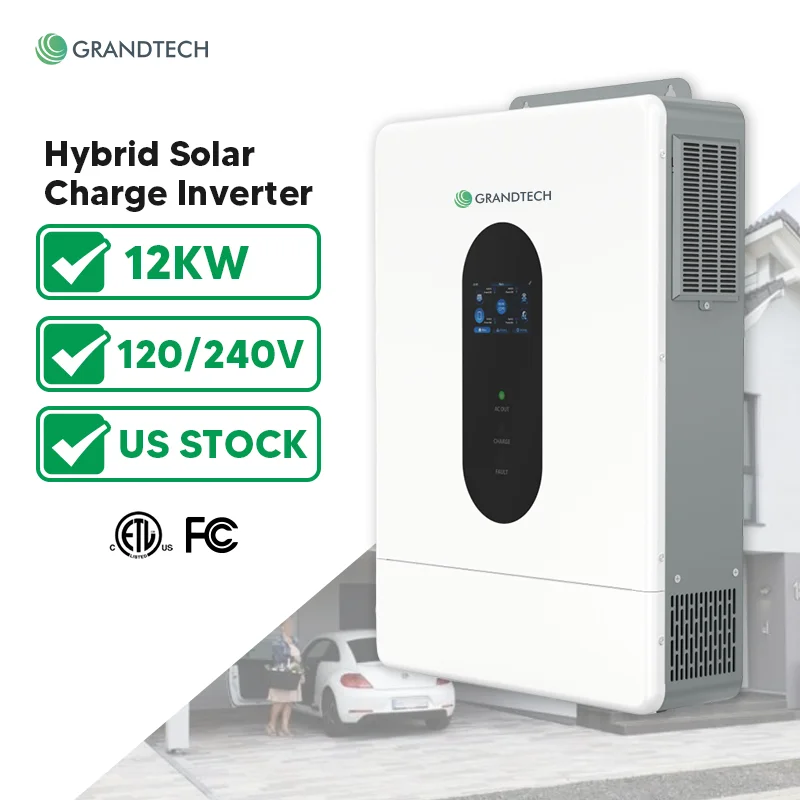 bộ biến tần hệ thống năng lượng mặt trời lai 6kw 12kw 48V 240V 12000W Bộ chuyển đổi sóng sin chuẩn USB AC AC sử dụng trong nhà ngoài lưới Bộ điều khiển MPPT