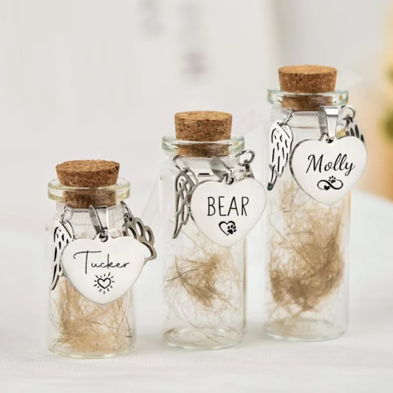 Modern Cat and Dog Pet Fur and Teeth Keepsake Container Custom Glass Bottle Eco-friendly preview 5