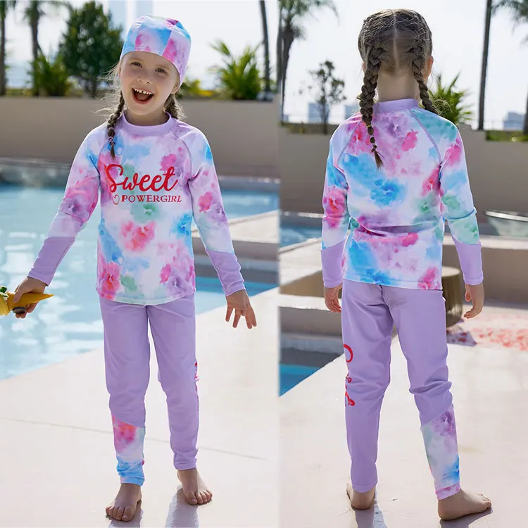 Custom 2025 Children Modest Split Swimsuit Manufacturer Beach Bathing Kids Diving Wear UPF 50+ Swimwear 3 Pcs Girls Surfing Suit