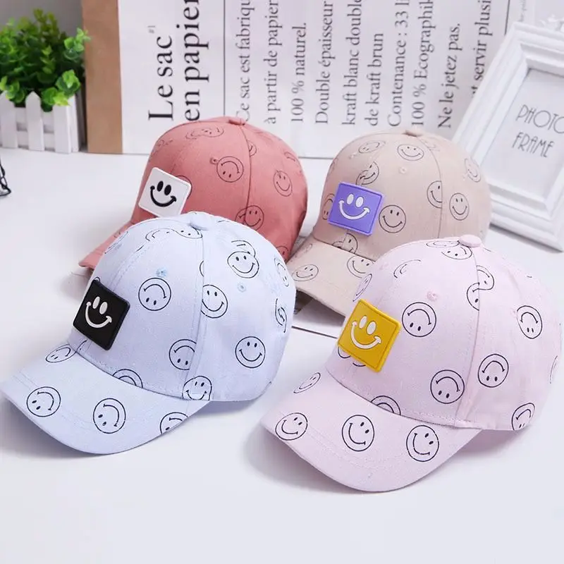 Cool Baby Cap,Smiley Print Baseball Hat 
