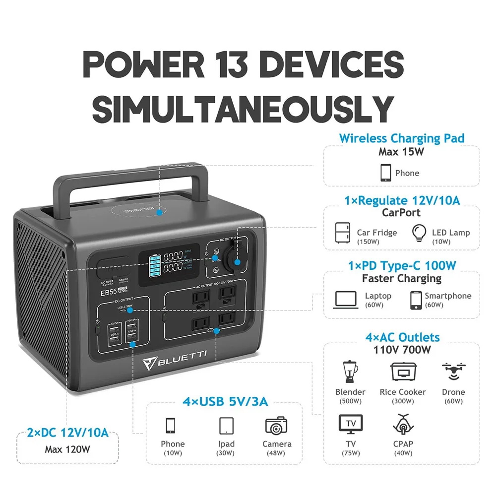 Bluetti Multifunction Smart Charge Solar Power Bank Wireless Solar Charger Best Portable Power Station