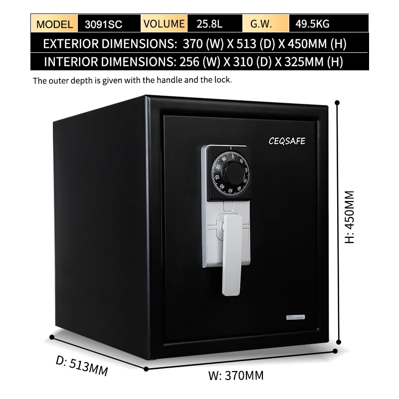 CEQSAFE Waterproof Safe Professional Manufacture Mechanical Combination Lock Fireproof Safe Fire Safe Box Price for Home Office manufacture