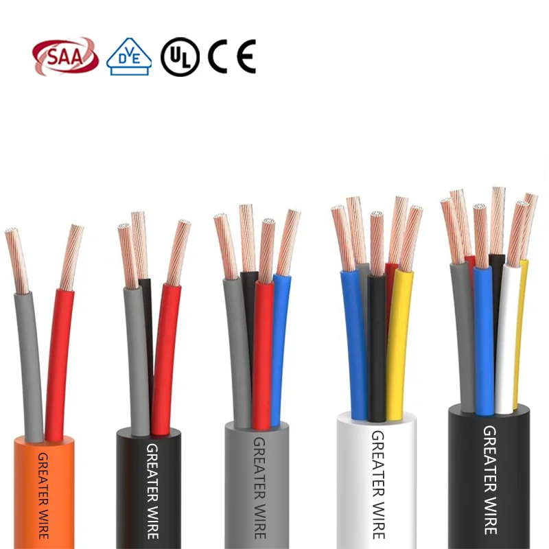 Factory Flexible Cable 2 3 4 5 Core H03VVH2-F H05VVH2-F 4mm 6mm 2.5Sq mm 3 Core Flexible Copper Cable