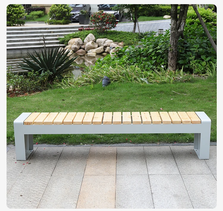 Modern Urban Furniture City Outdoor Wooden Park Bench Patio Seat Garden