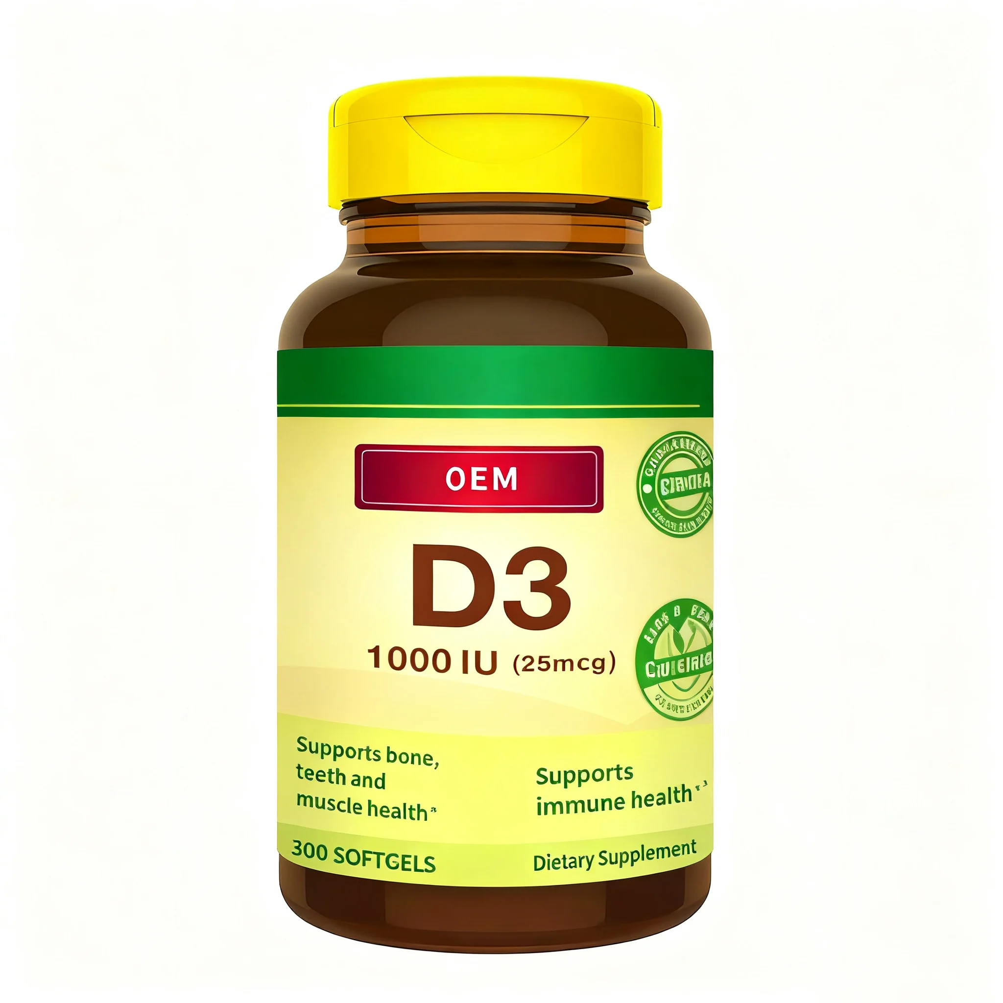 Private Label Vegan Immune Support and Bone & Teeth Soft Capsules Supplement Healthy Muscle Halal 5000iu Vitamin D3 Softgels