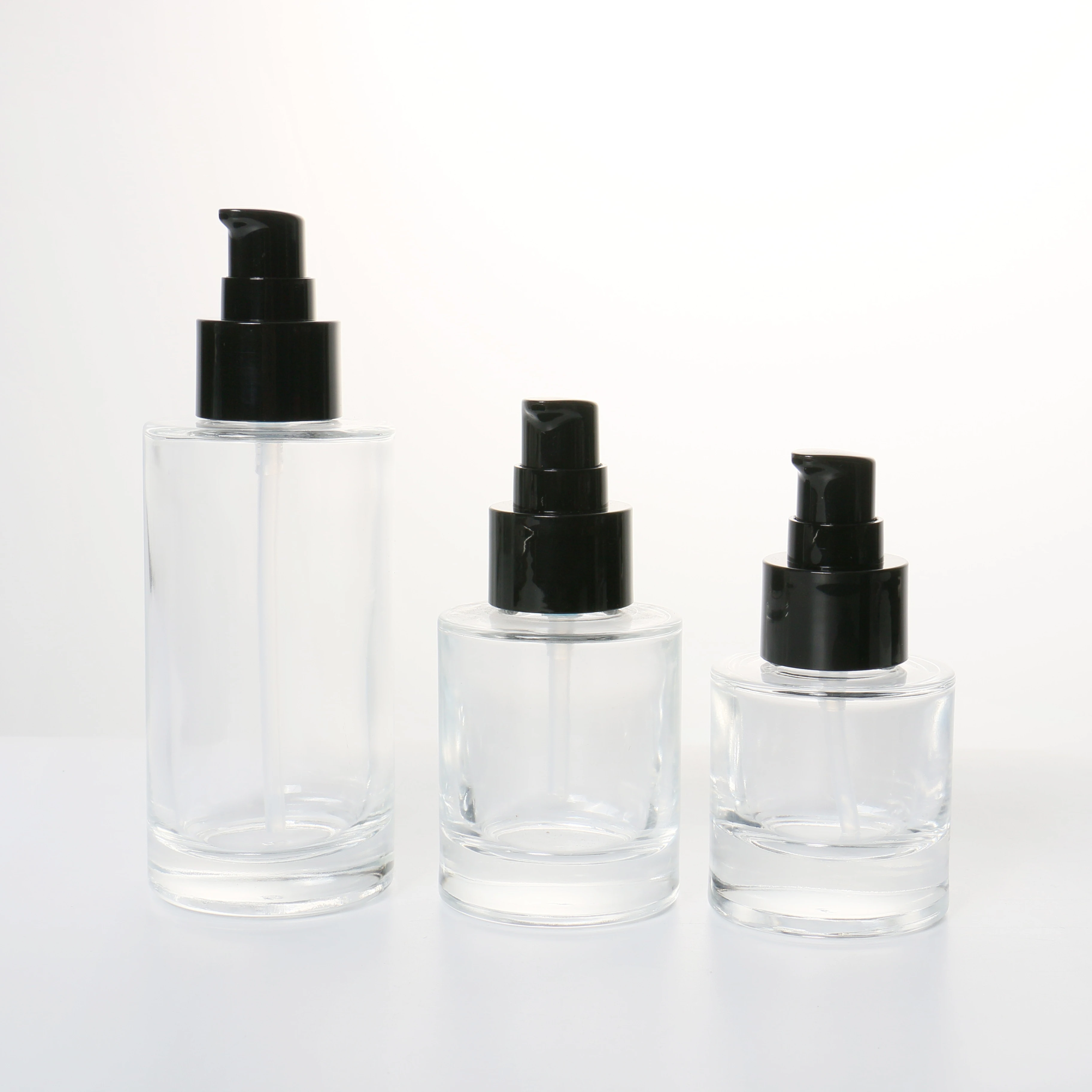 Wholesale Cylinder Thick Bottom Frosted Glass Bottle Skincare Packaging