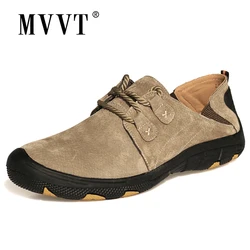 Fashion Casual Sneakers Men Genuine Leather Shoes Men Loafers Suede Leather Casual Shoes Men Outdoor
