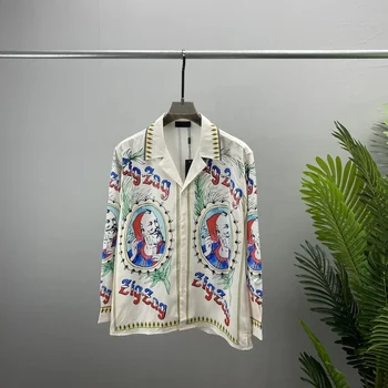 Autumn and winter new style 3D digital print T-shirt Lapel shirt open lining Hawaii