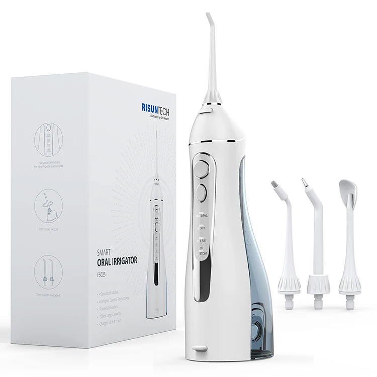Risun Tech Portable Oral Irrigator with Water Tank Rechargeable DDental Floss Cordless WWater Flosser Wireless for Teeth Cleaner