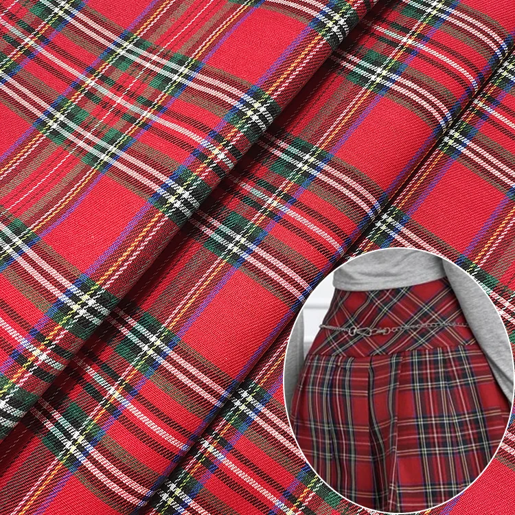 Популярная клетчатая юбка TR, модная пряжа, окрашенная полиэфирная хлопковая Смешанная клетчатая ткань для студенческой формы