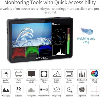 FEELWORLD F6 Plus V2 6 Inch DSLR IPS Video Peaking Focus Camera Field Touch Screen Monitor detail image