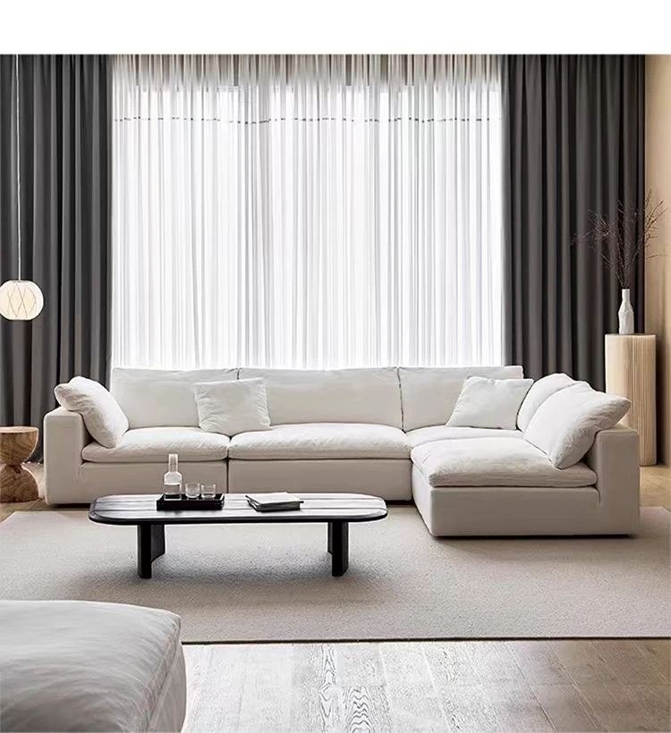 Modular Cloud Sofa Resistant Living Room Sofa Sectional Couch in Fabric Boucle Linen Rearrangeable Oversized Spill Proof Stain