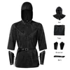 Complete set of black chain-link equestrian outfit (hat, shirt, belt, wrist guards)