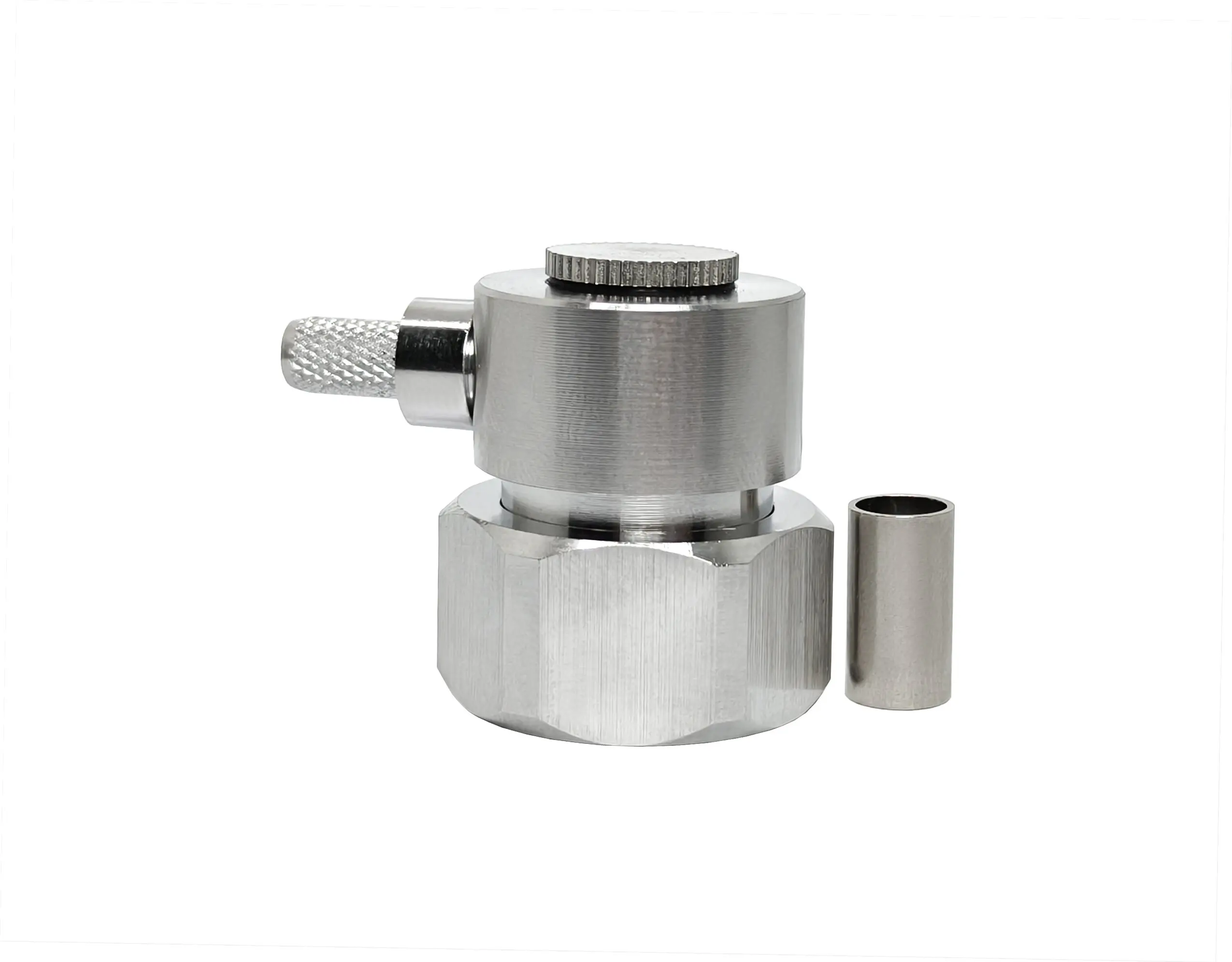 RF Connector 50 Ohm 4.3-10 L20 Male Pin Right Angle 90 Degree Crimp for LMR195 LMR200 RF Coaxial Cable Elbow Plug