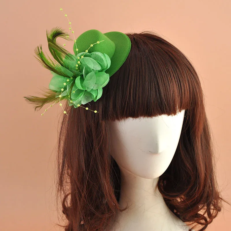 2023 новый модный головной убор для девочек шерстяная шляпа Коктейльная Цветочная мини-декоративная заколка волос Детская