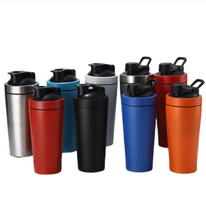 D5035  Outdoor Sports Fitness Protein Powder Stirring Milkshake 304 Stainless Steel Metal Shaker Cup Gym Coffee Cup