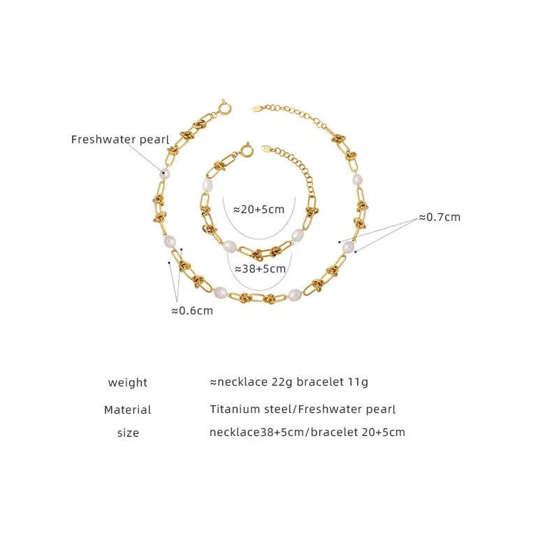 Joolim Jewelry 18k Gold Plated Knot Link Chain Freshwater Pearl